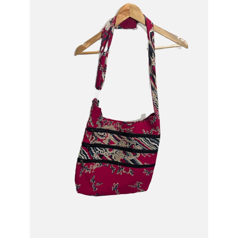 Unbranded Crossbody Bag Womens Medium Pink Dragon Print Boho Travel Messenger